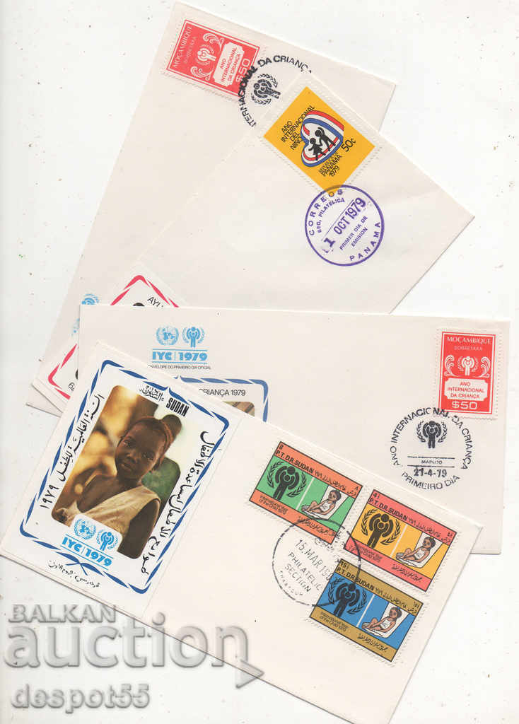 1979. World Year of the Child, "First Day" stamp, 4 envelopes