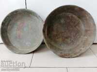 Talere din alamă pentru cântar vechi, pereche, cântar cu contragreutate