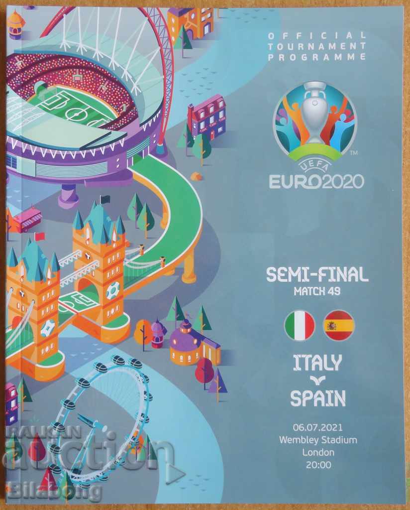 Football program Italy-Spain - Semi-final EURO 2020 Football program Italy-Spain - Semi-final EURO 2020