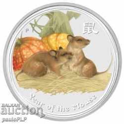 Silver 1 oz Year of the Mouse 2008 Lunar Australia Colorized with price 268.00 BGN | € 137.03 Silver 1 oz Year of the Mouse 2008 Lunar Australia Colorized with price 268.00 BGN | € 137.03