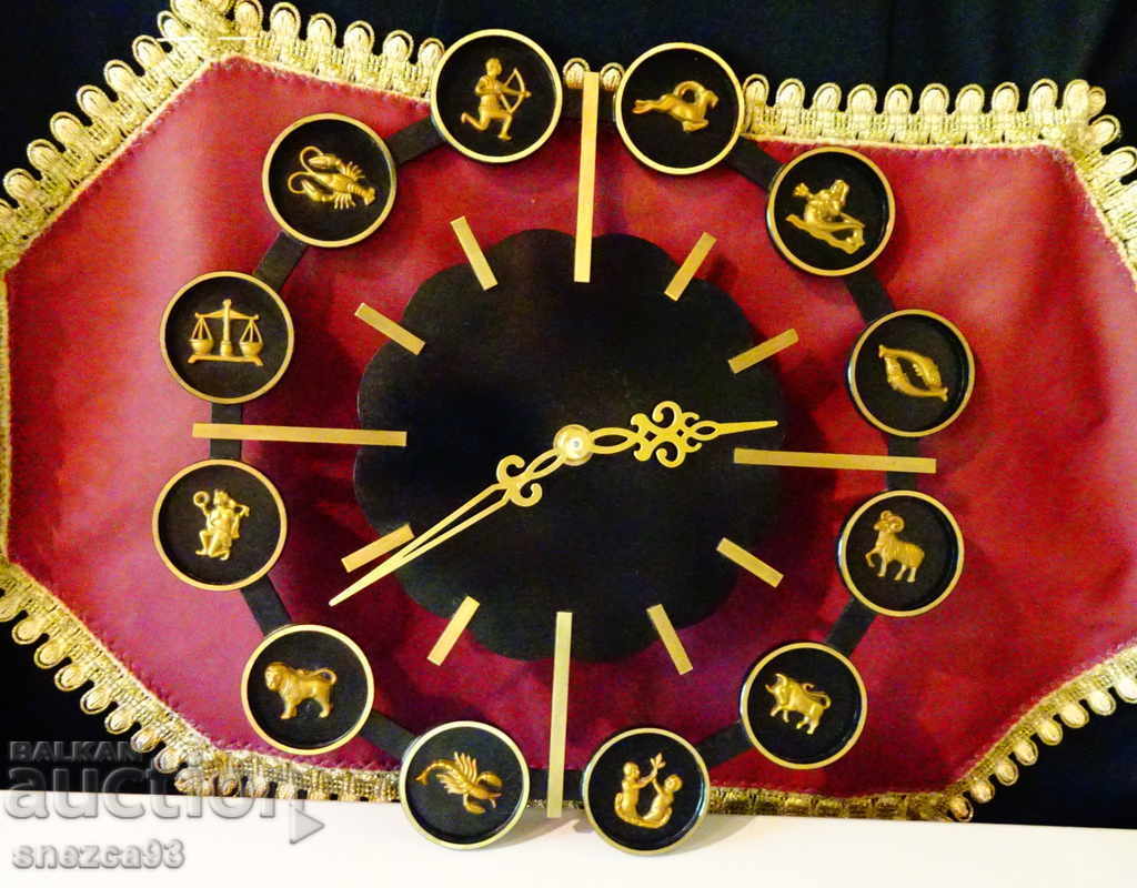 Selva bronze wall clock zodiac, zodiac sign.