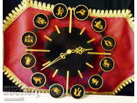 Selva bronze wall clock zodiac, zodiac signs.