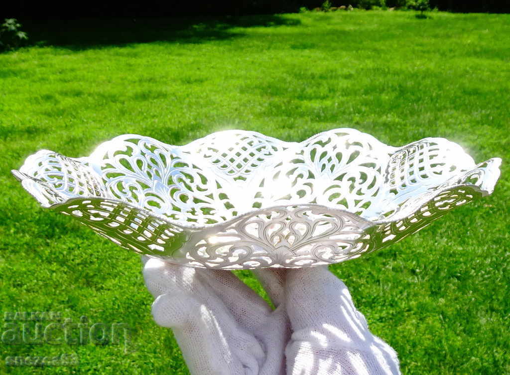 Delivery of Silver-plated fruit bowl, exquisite openwork 22 cm., Baroque