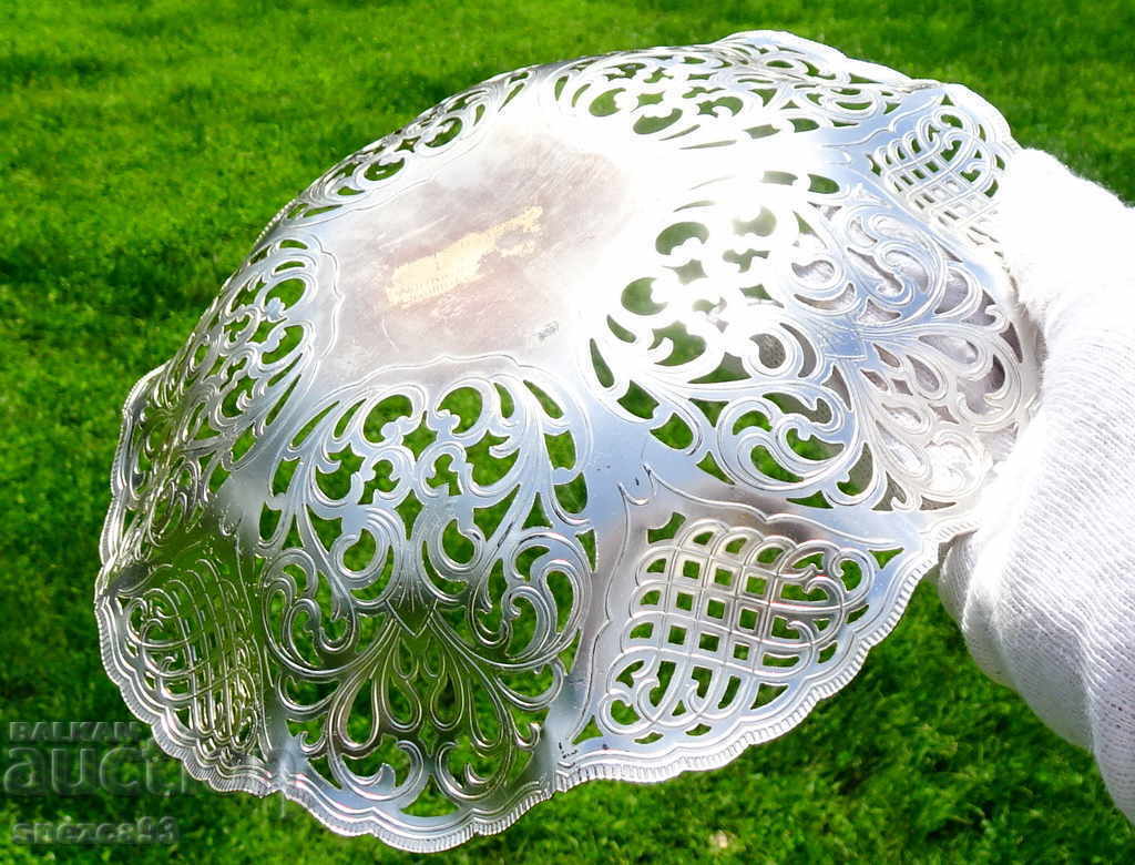 Silver-plated fruit bowl, exquisite openwork 22 cm., Baroque - 5