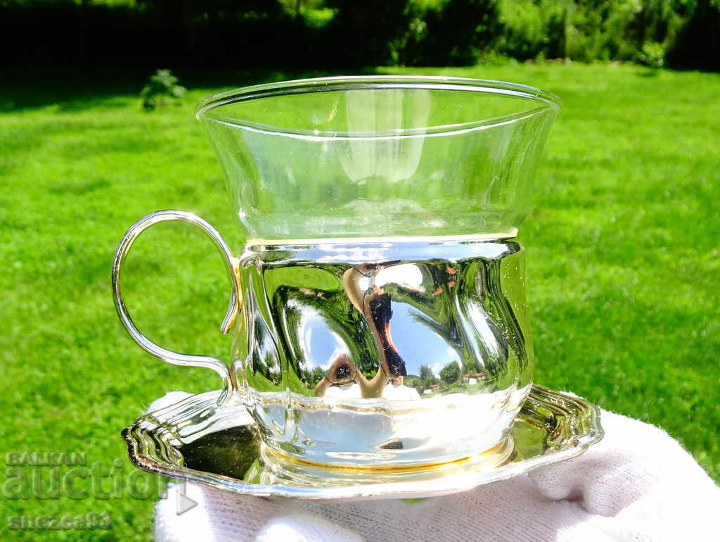 Silver-plated cup with saucer Quist W. Germany Silver-plated cup with saucer Quist W. Germany