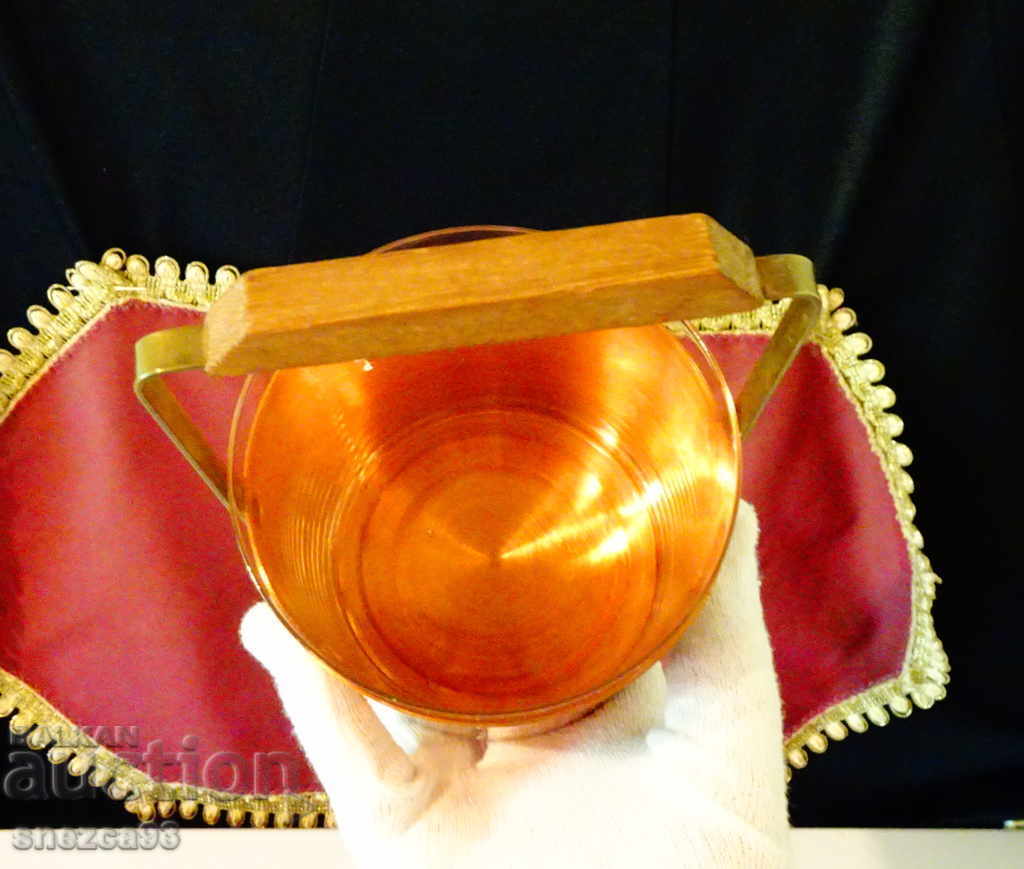 Δημοπρασία Δοχείο μελιού για πάγο, καλάθι, καθαρό κόκκινο μέλι συν γυάλινο δοχείο