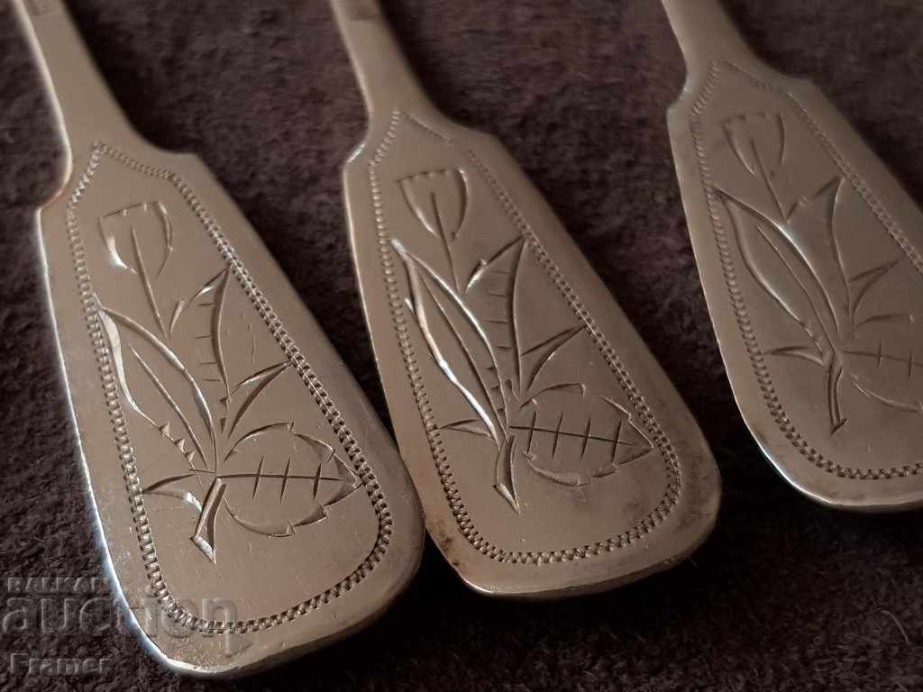 Delivery of 6 pieces Silver spoons silver 84 spoons 1892 Tsarist Russia Delivery of 6 pieces Silver spoons silver 84 spoons 1892 Tsarist Russia