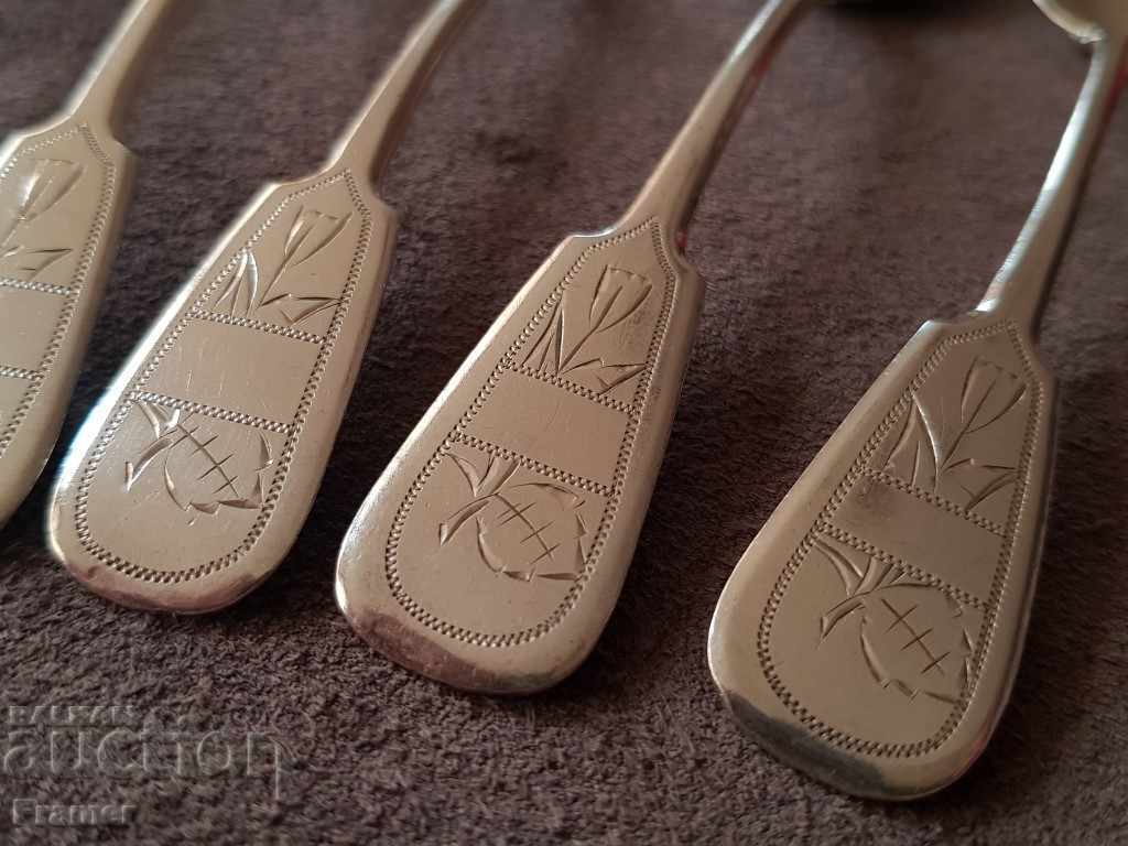 6 pieces Silver spoons silver 84 spoons 1892 Tsarist Russia - 7 6 pieces Silver spoons silver 84 spoons 1892 Tsarist Russia - 7