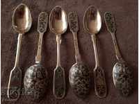 6 pieces 1896 Silver with nyel spoons of silver 84 Tsarist Russia