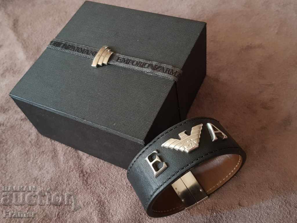 Auction Original silver leather bracelet Armani Emporio Armani Auction Original silver leather bracelet Armani Emporio Armani