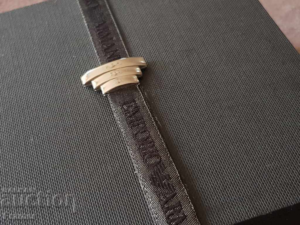 Original Emporio Armani silver and leather bracelet - 6