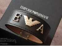 Original Emporio Armani silver and leather bracelet