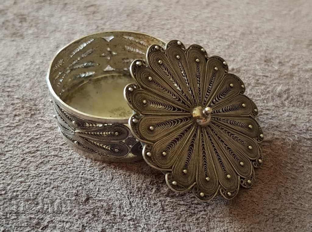 Rare SILVER Filigree Pill box snuff box - 5 Rare SILVER Filigree Pill box snuff box - 5