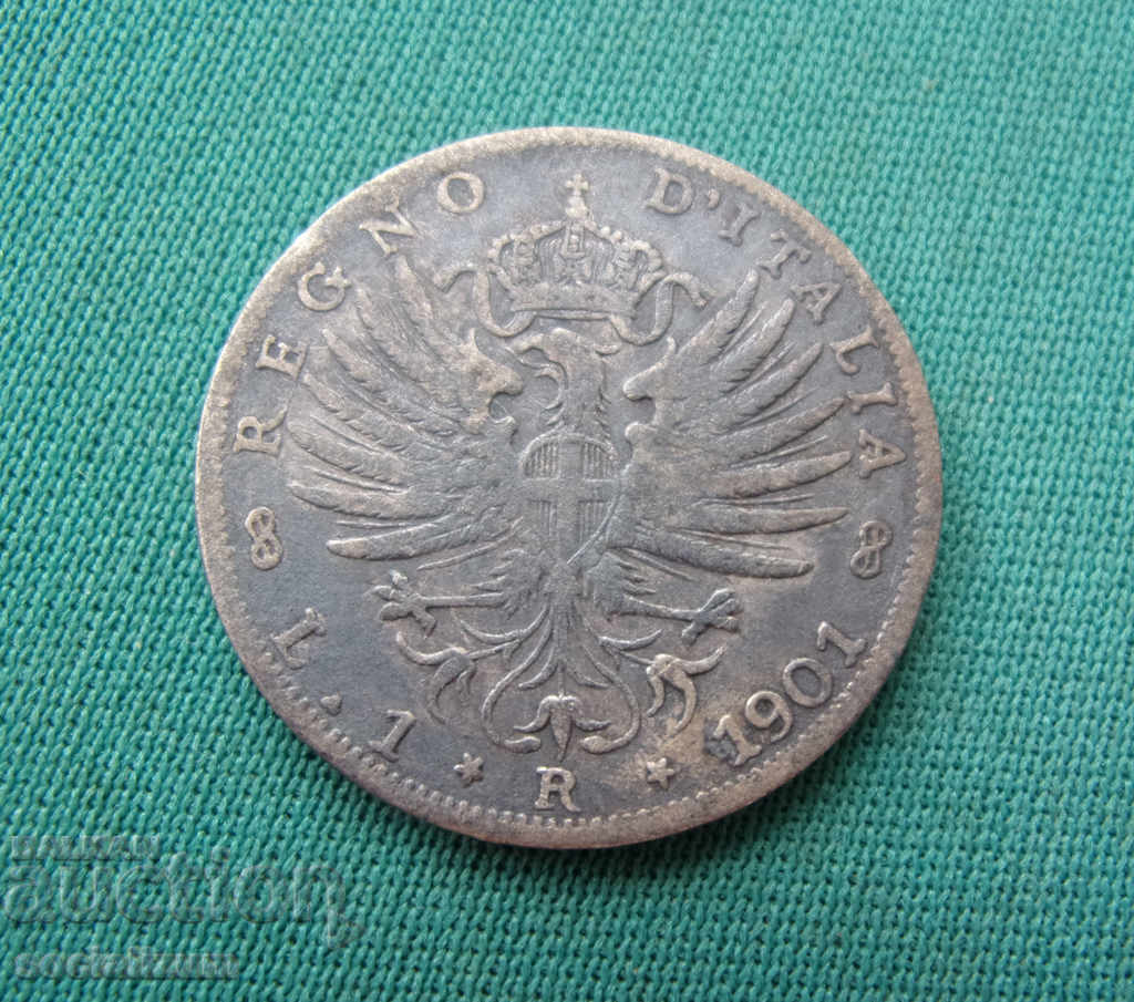 Italia 1 Lira 1901 R Silver Rare