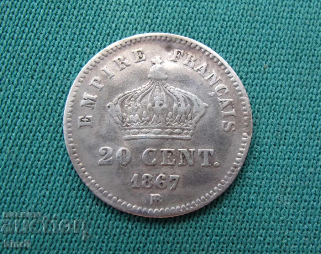 France 20 Santim 1867 Silver