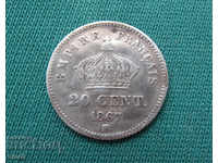 Franța 20 Santim 1867 Argint