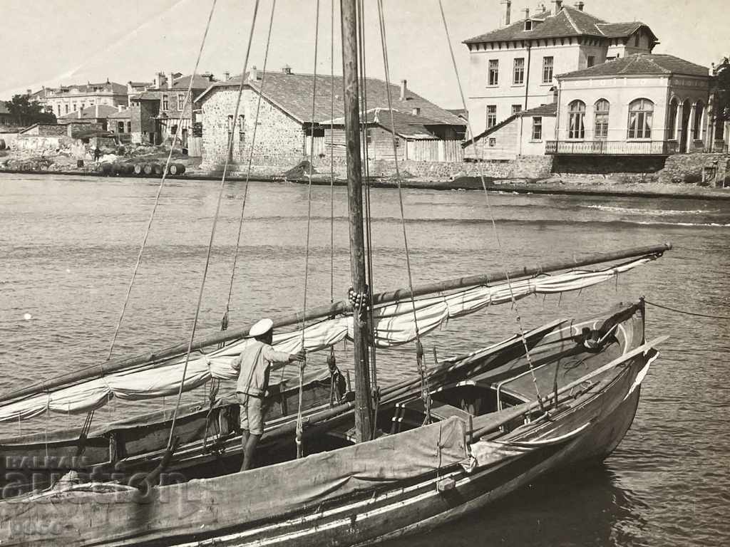 Auction  Anhialo The boats with which the salt is transported Photo Kalachev