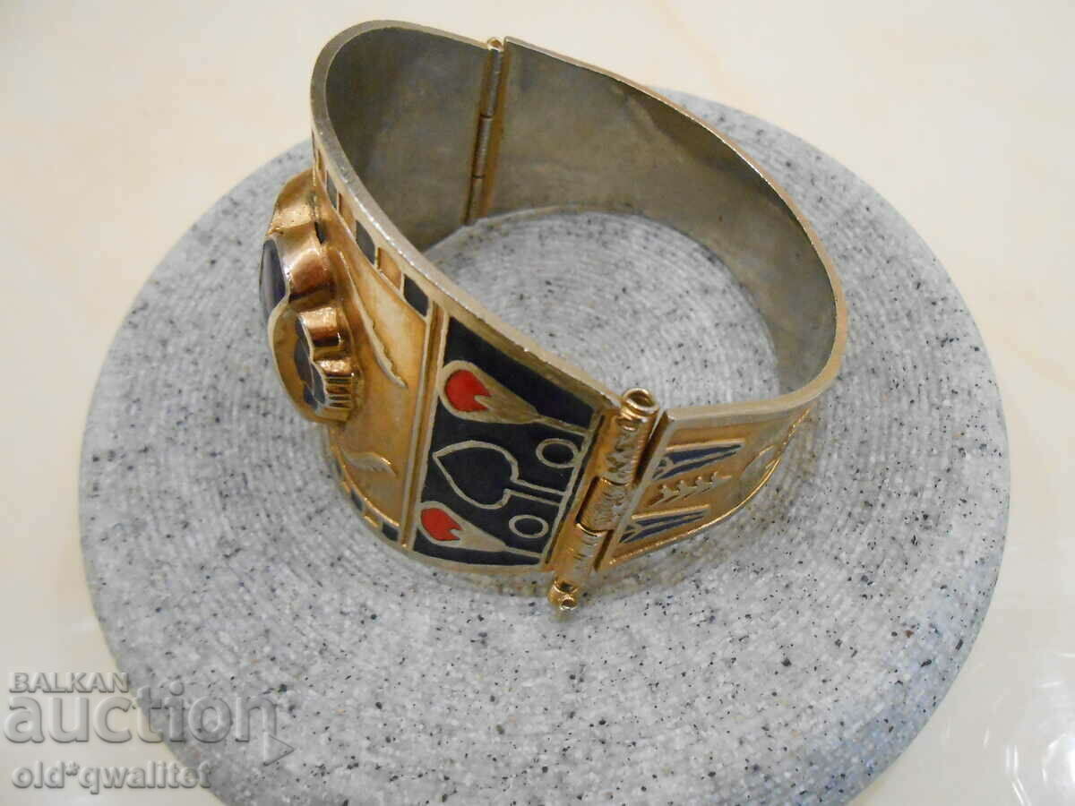 Аукцион Стара широка гривна с щифт, емайл Аукцион Стара широка гривна с щифт, емайл