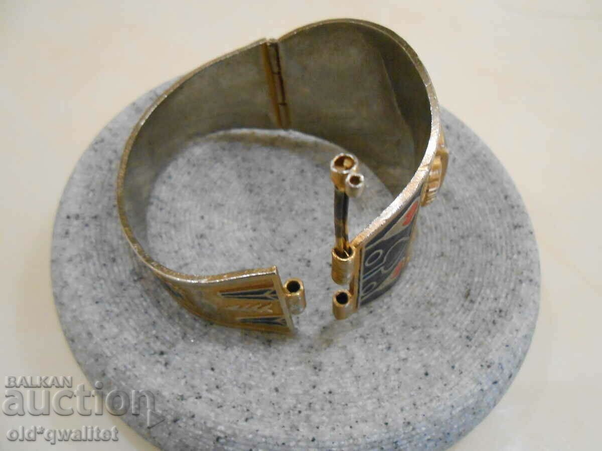 Стара широка гривна с щифт, емайл - 5 Стара широка гривна с щифт, емайл - 5