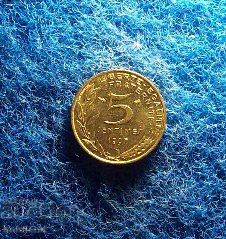 5 центимес Франция 1997