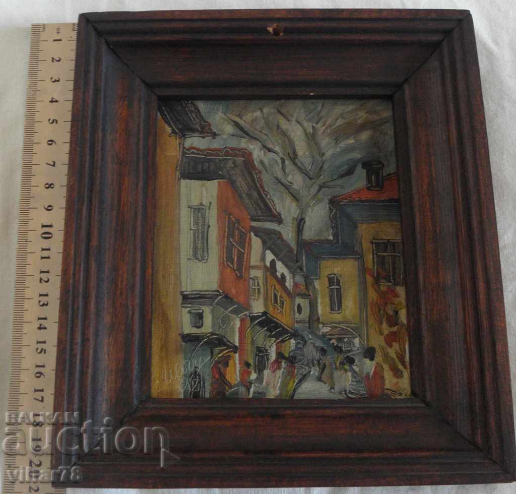 Auction  picture of canvas-HOUSES FROM OLD PLOVDIV
