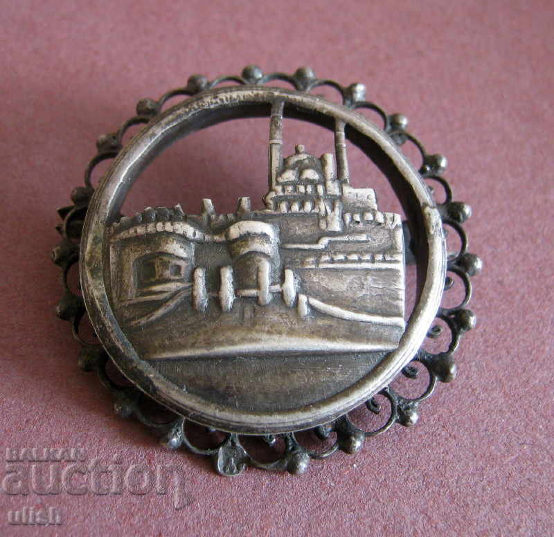 Стара сребърна брошка Истанбул Св. София ръчна изработка