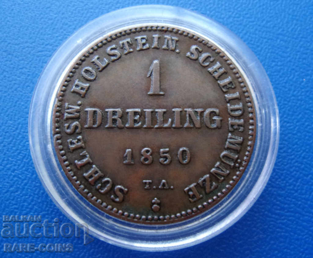 Schleswig-Holstein 1 Drailing 1850 Rare Original