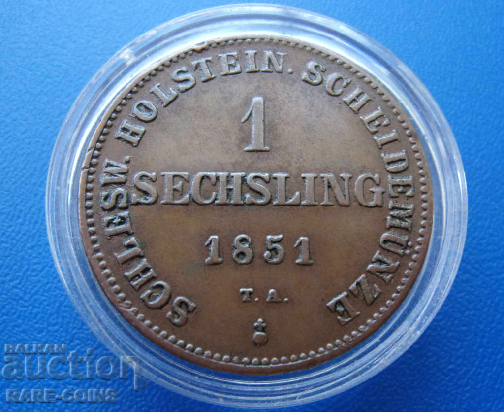 Schleswig-Holstein 1 Sessling 1851 Σπάνιο πρωτότυπο