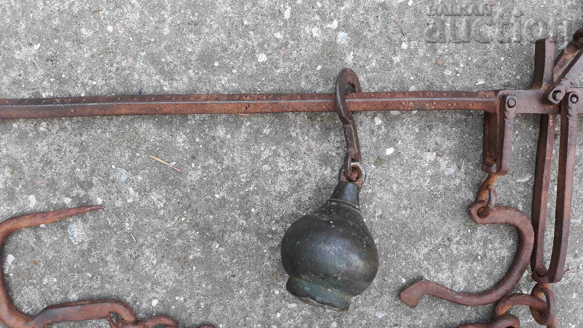 Auction antique ottoman scales with mace, scales, wrought iron Auction antique ottoman scales with mace, scales, wrought iron