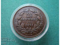 Luxemburg 2½ centima 1901 frumos XF + Rare