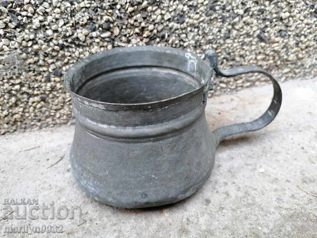 Old, tinned bowl, pot, copper, kettle, small kettle Old, tinned bowl, pot, copper, kettle, small kettle