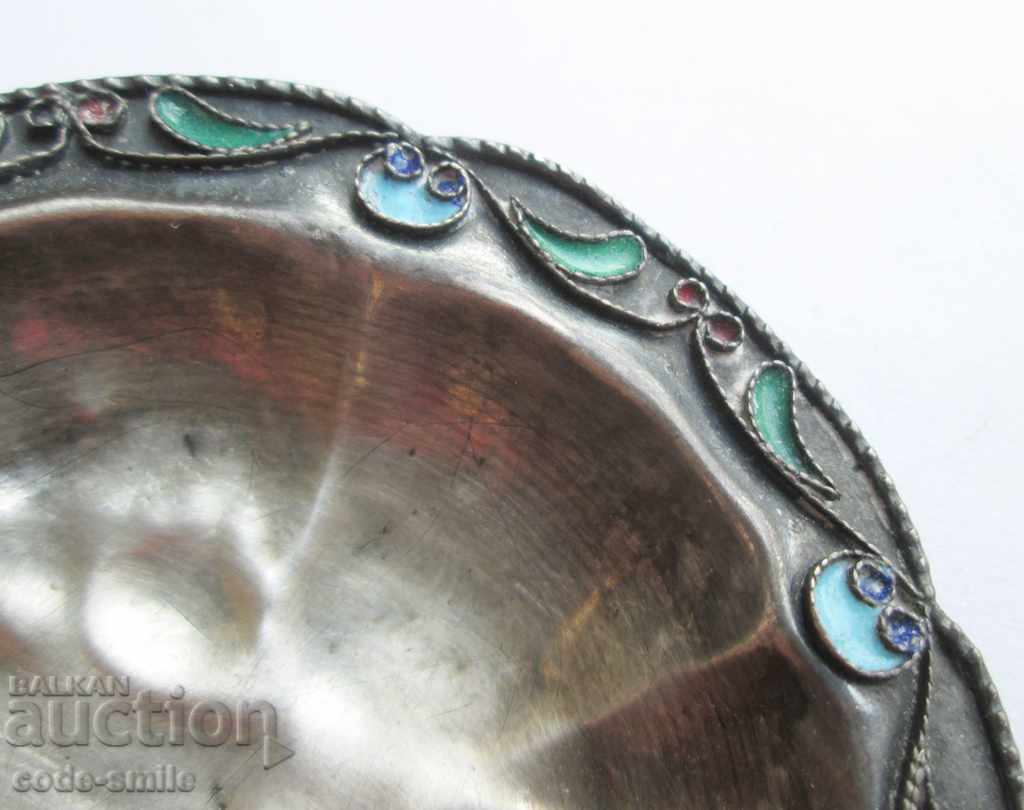 Small old silver plate silver cell enamel - 5