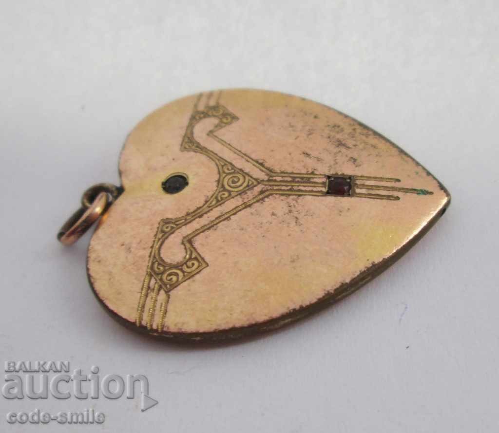 Old antique locket pendant heart gilded Art Deco with price 30.00 BGN | € 15.34