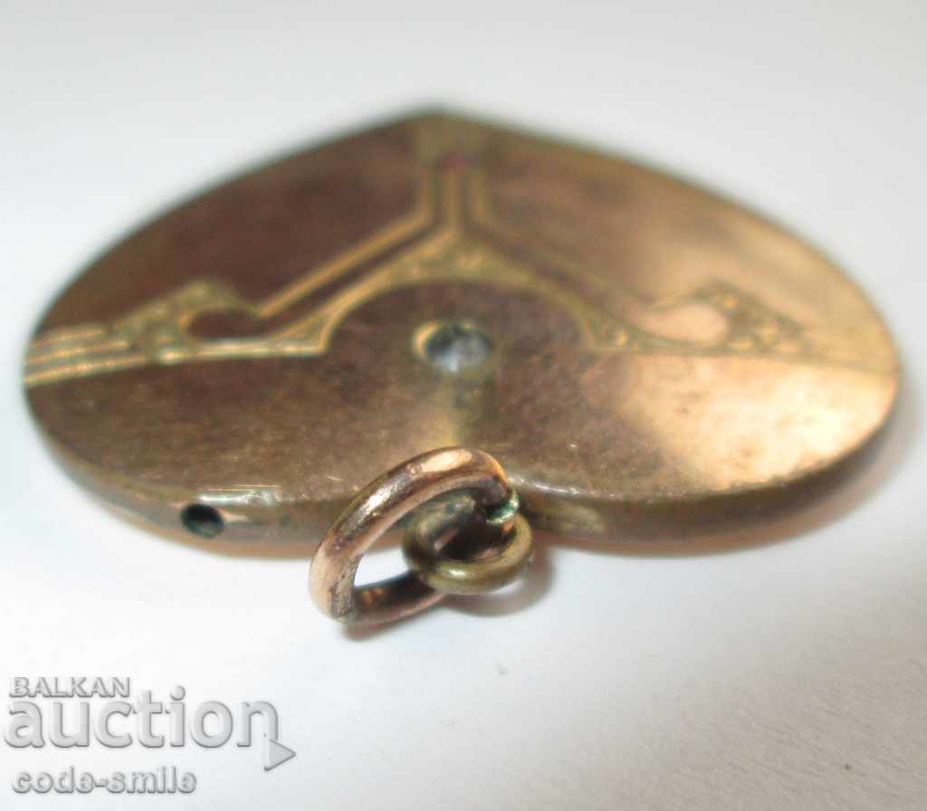 Old antique locket pendant heart gilded Art Deco - 5