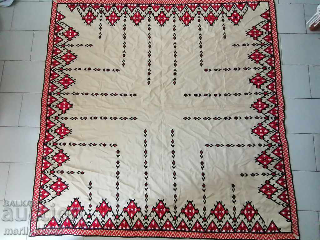 Old embroidered square 1.4 / 1.4 m tablecloth Bulgarian embroidery with price 94.00 BGN | € 48.06 Old embroidered square 1.4 / 1.4 m tablecloth Bulgarian embroidery with price 94.00 BGN | € 48.06