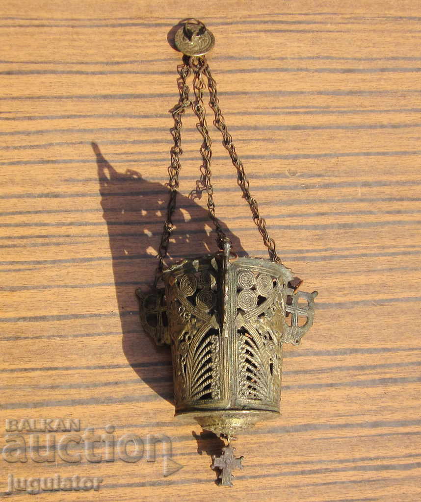 старинно Българско Възрожденско домашно бронзово кандило