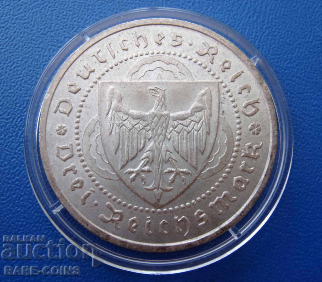 Germany Weimar 3 Mark 1930 UNC Σπάνιο πρωτότυπο με τιμή € 127.82 | 249.99 BGN