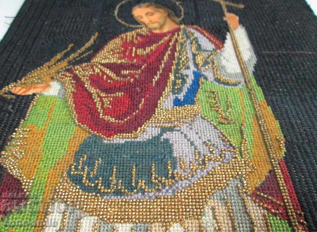 Κέντημα χειροποίητου ταπισερί εικονιδίων του 19ου αιώνα και χρυσές χάντρες - 6 Κέντημα χειροποίητου ταπισερί εικονιδίων του 19ου αιώνα και χρυσές χάντρες - 6
