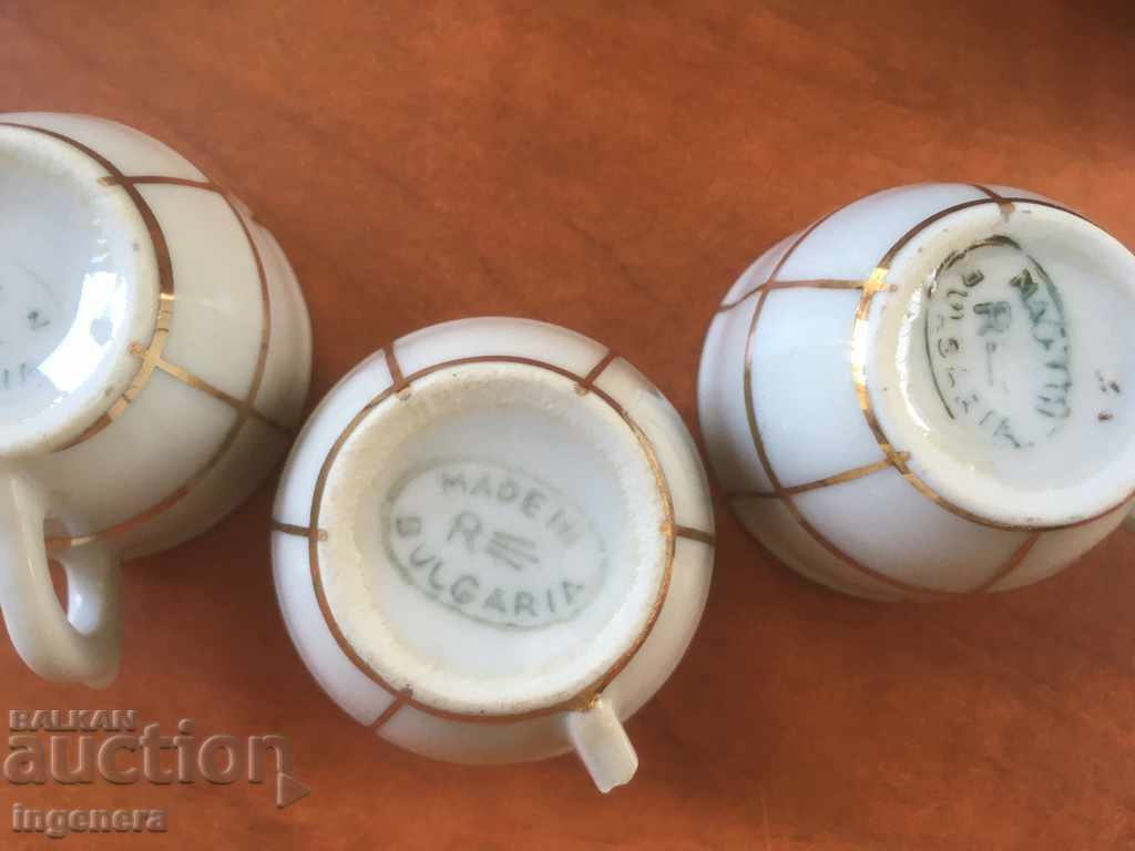PORCELAIN KETTLE CUP GLASS SERVICE BULGARIA - 6 PORCELAIN KETTLE CUP GLASS SERVICE BULGARIA - 6