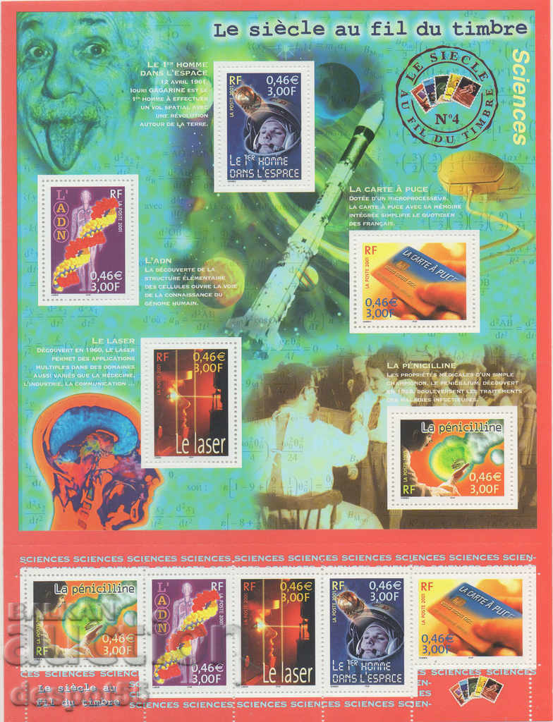 2001. France. Scientific events of the 20th century. Block.