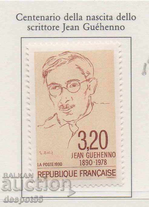 1990. France. 100th anniversary of the birth of Jean Geeno.