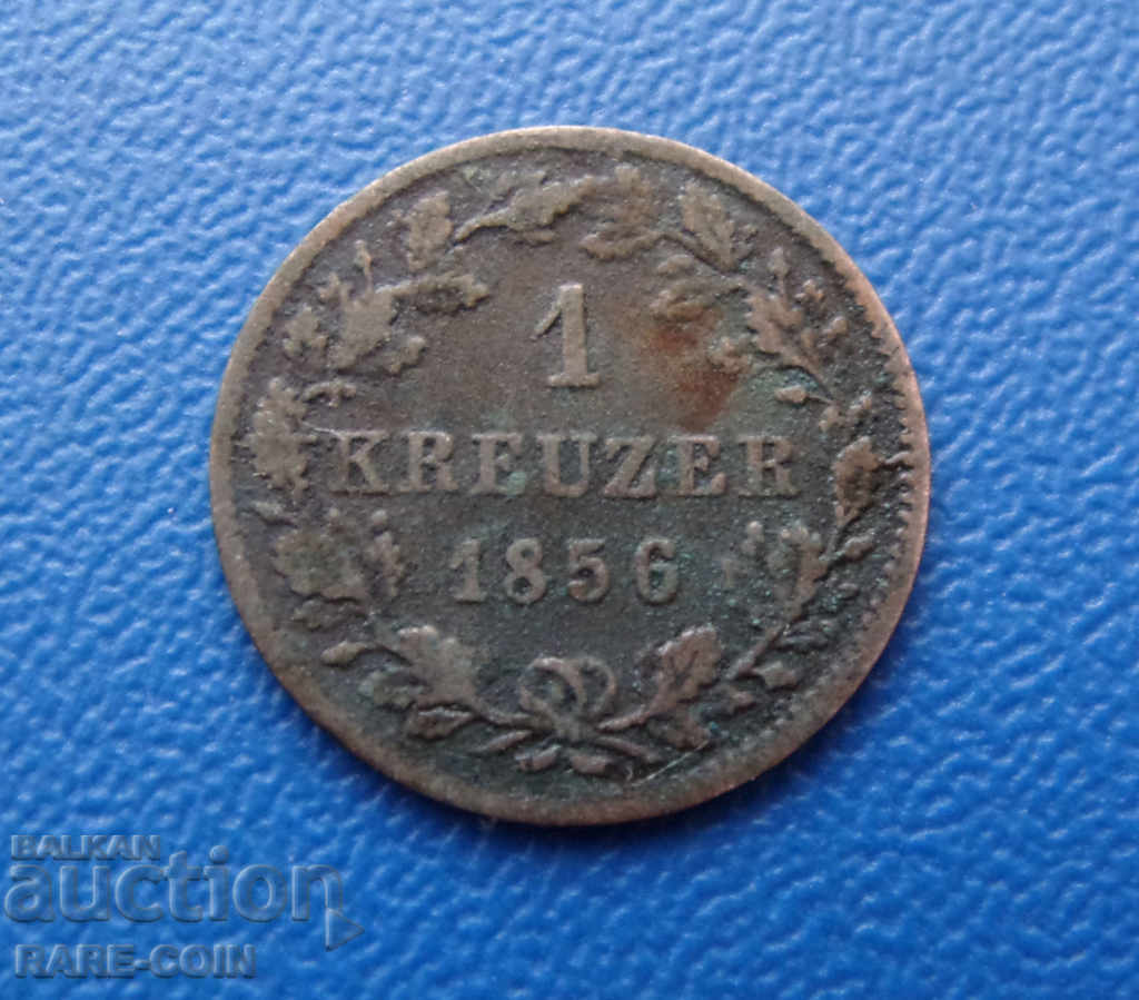RS (29) Württemberg 1 Kreuzer 1856 Silver Rare
