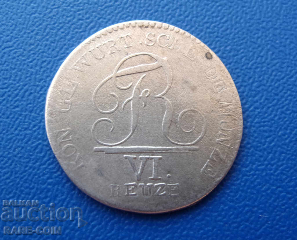 RS (29) Württemberg 6 Kreuzer 1806 Silver Foarte rar cu preț € 61.36 | 120.01 BGN