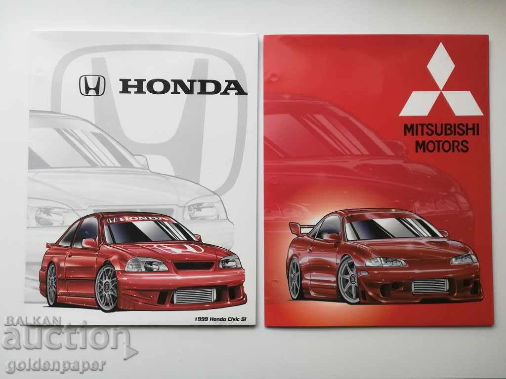 Două foldere Honda și Mitsubishi