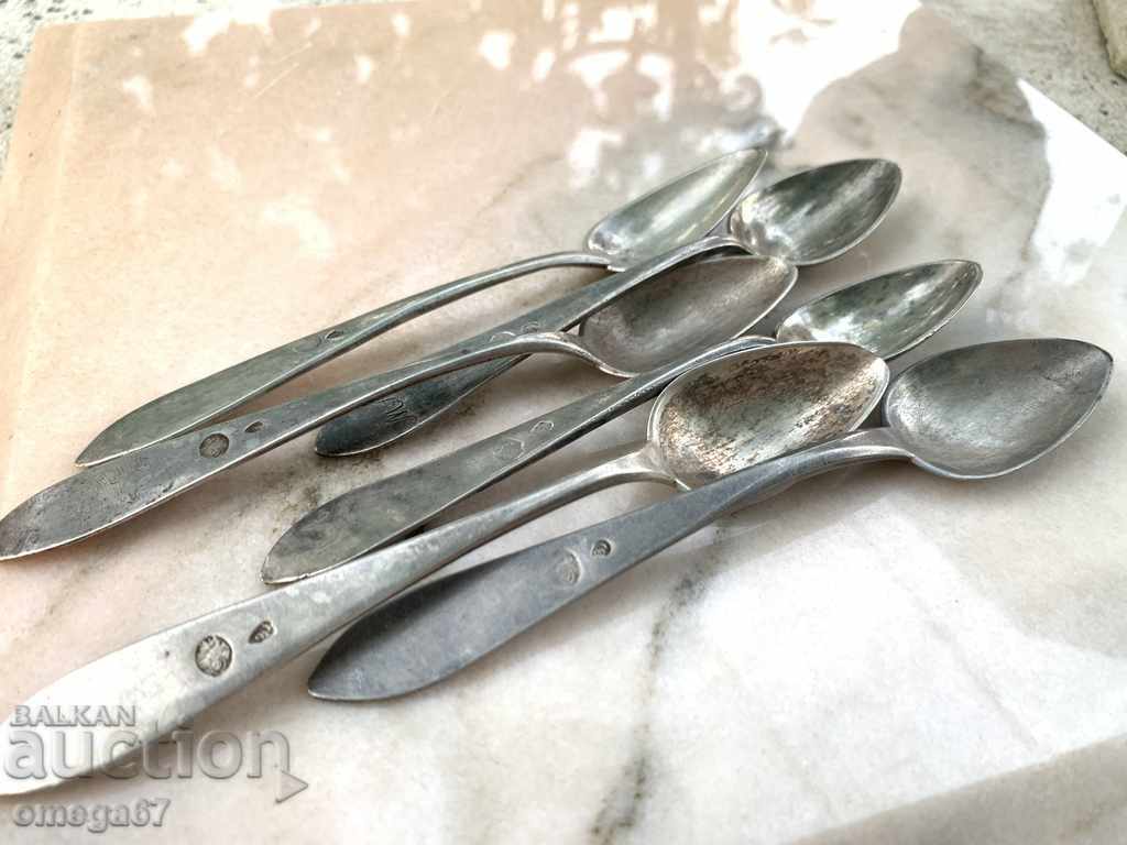 Silver tea / coffee spoons with tugri - 6