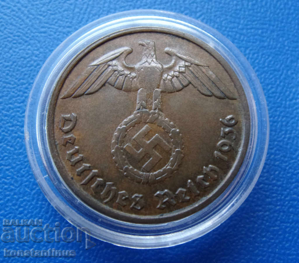 Germany III Reich 2 Pfennig 1936 D Rare with price € 7.67 | 15.00 BGN