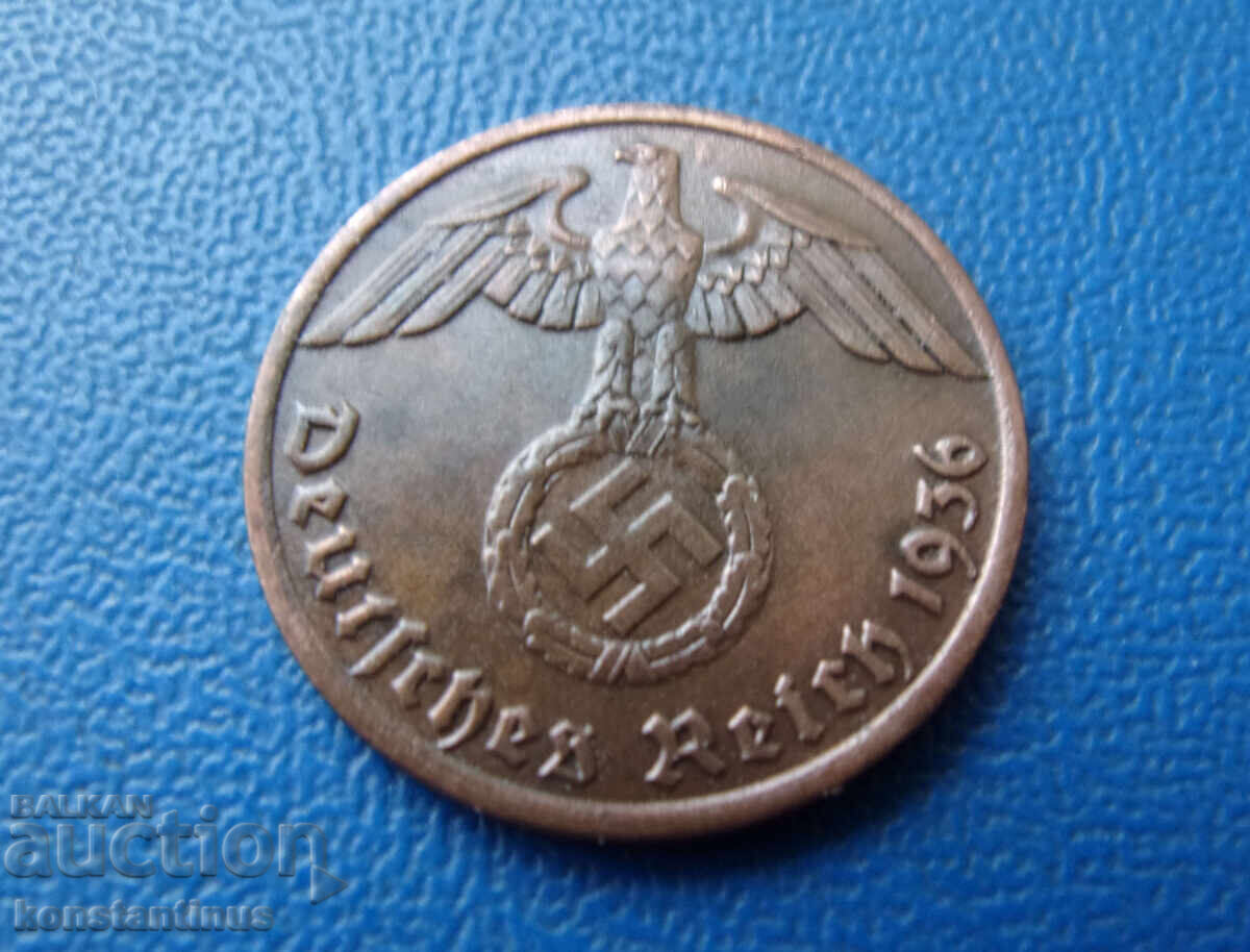 Germany III Reich 1 Pfennig 1936 A Rare