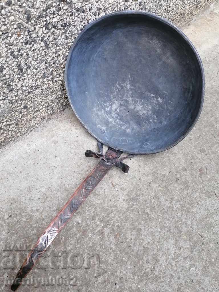 Стар меден тиган, бакър, тава, меден съд