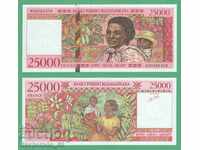 (¯` '• 25 000. MADAGASCAR franci 1998 UNC ¸. •' '°)