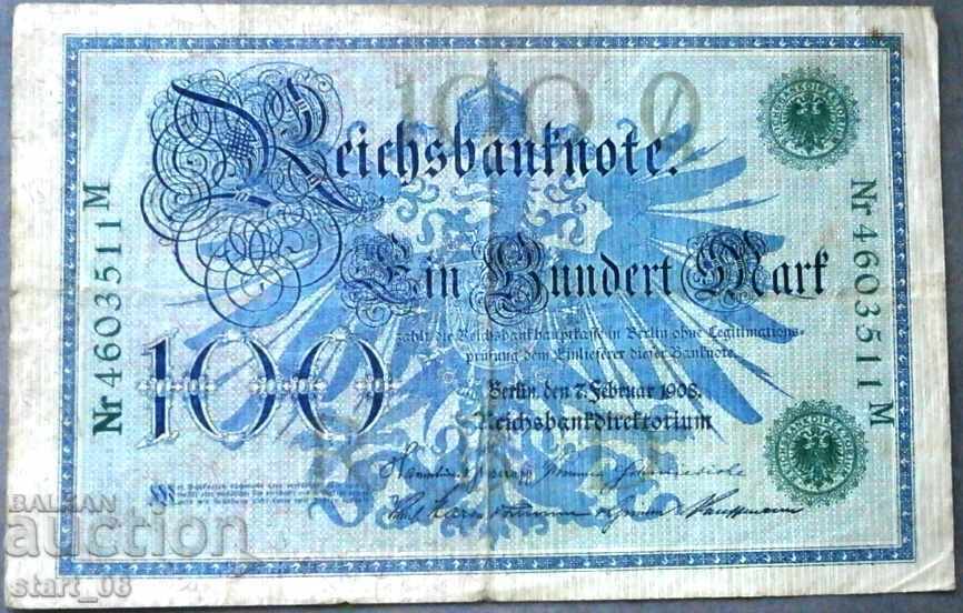 100 марки 1908 г. Германия